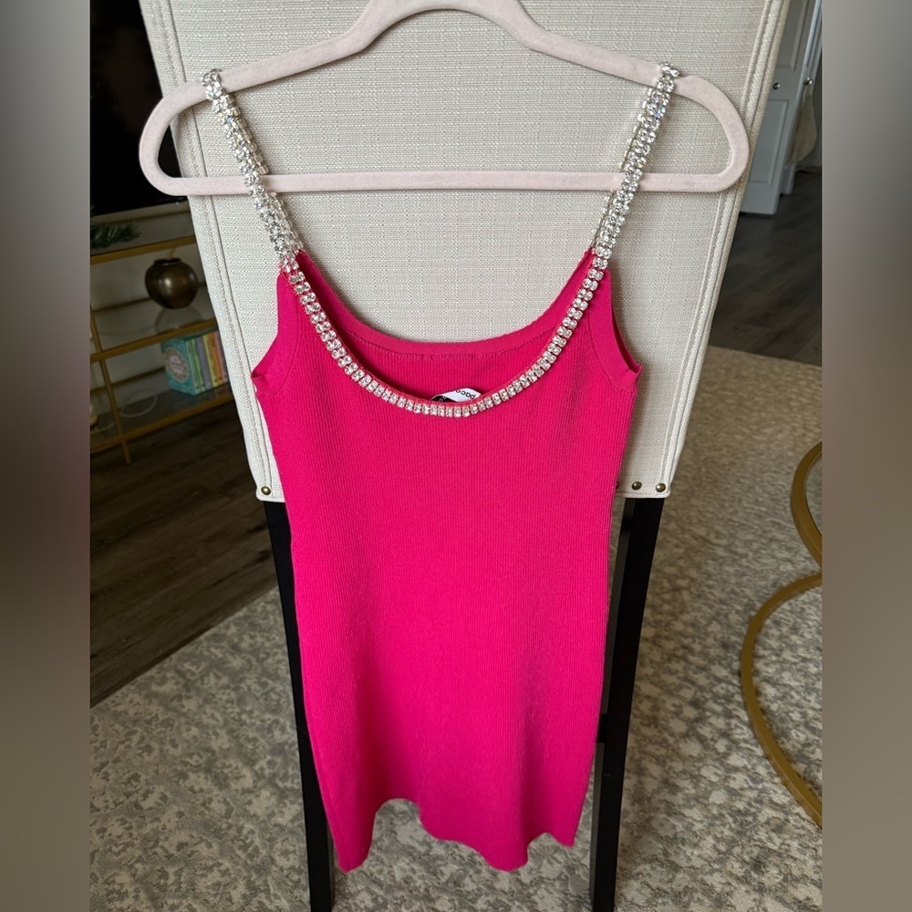 Paco Rabanne Crystal Embellished
Ribbed Knit Mini Dress in Pink
Raspberry, S - Picture 8 of 13